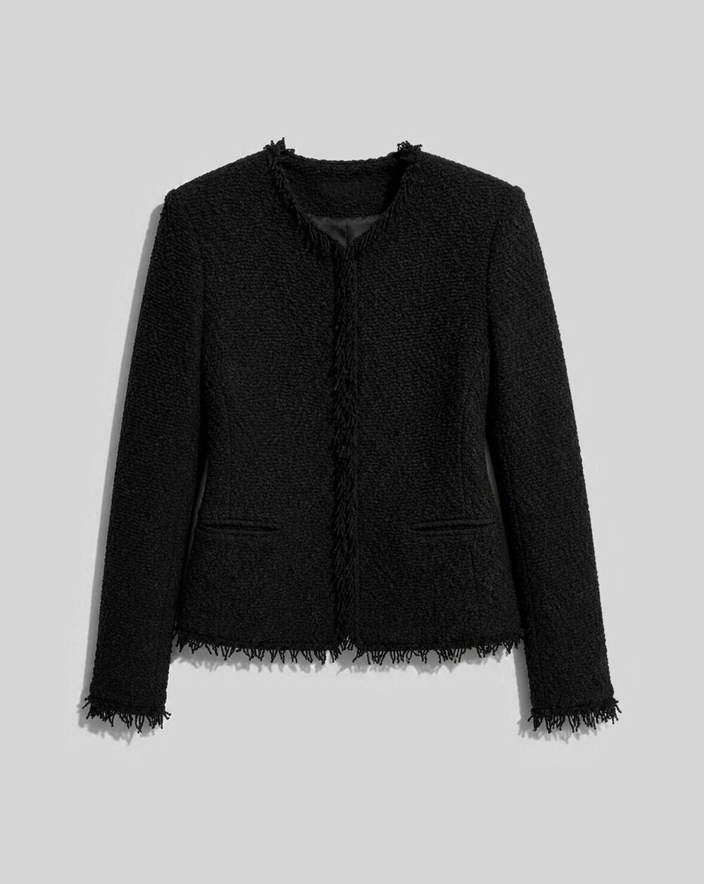 NWT IRO Paris Shavani Black Fringed Knit Open Blazer Jacket Size FR 40 / US M